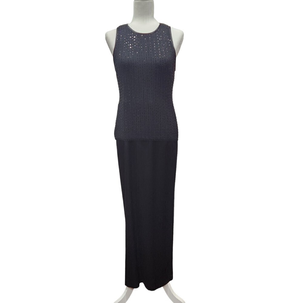 VINTAGE Kathryn Dianos Sleeveless Beaded Knit Tank Gown, 8